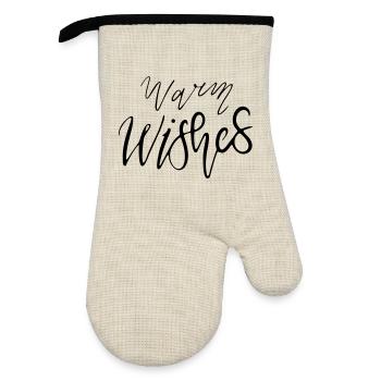 Warm Wishes – Handlettering Design Multi-Color Var - Ofenhandschuh mit Gummibeschichtung - Leinen/Schwarz  - Vorne