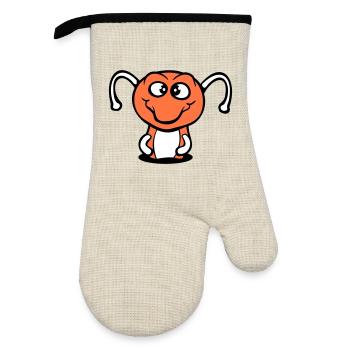 chenille trou au sol doux joli sourire heureux bande dessinée - Gant de cuisine avec revêtement en caoutchouc - lin/noir  - Devant