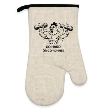 Pumps Fitness Go Hard or go Chickens - Oven glove with rubber coating - linen/black  - Front