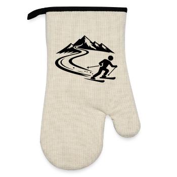 Ski Berge Piste - Ofenhandschuh mit Gummibeschichtung - Leinen/Schwarz  - Vorne