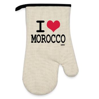 J'aime le maroc - couleurs personnalisables - Gant de cuisine avec revêtement en caoutchouc - lin/noir  - Devant