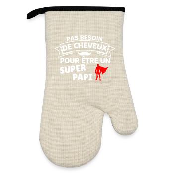 Humour capillaire super héros paternité - Gant de cuisine avec revêtement en caoutchouc - lin/noir  - Devant