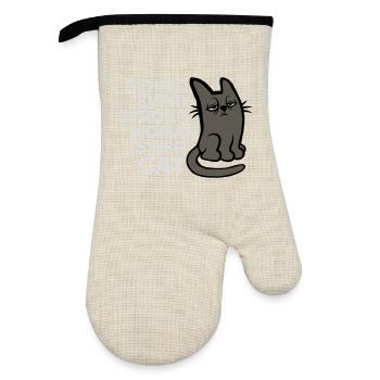 Cat Behind Every Strong Woman Annoyed Grumpy - Oven glove with rubber coating - linen/black  - Front