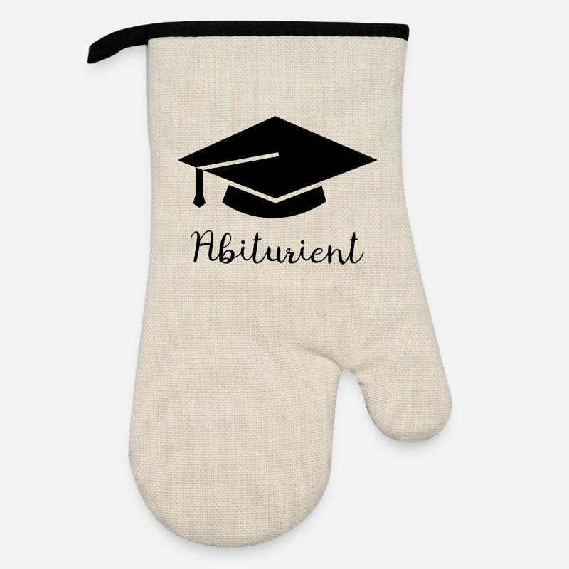Abiturient - Ofenhandschuh mit Gummibeschichtung - Leinen/Schwarz 
