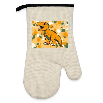 T-rex Dino - Ofenhandschuh mit Gummibeschichtung - Leinen/Schwarz  - Vorne