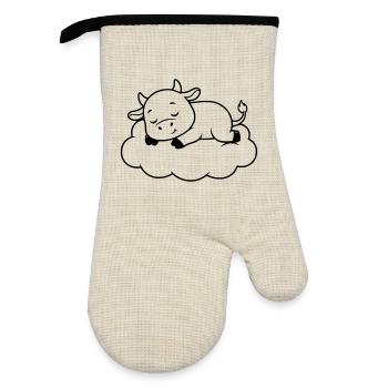 Sleeping Cow Cloud Dream Baby - Oven glove with rubber coating - linen/black  - Front