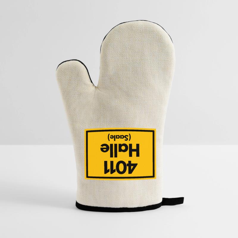 OLD POSTCODE POSTCODE RETRO 4011 HALLE (SAAALE) Oven glove with rubber coating