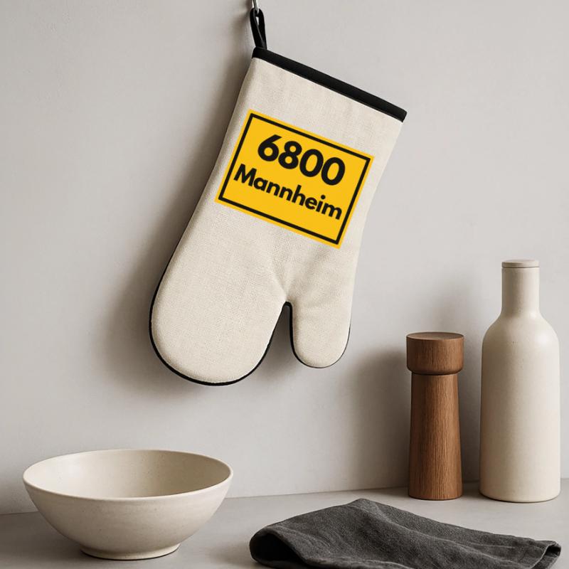 OLD POSTCODE POSTCODE RETRO 6800 MANNHEIM Squares Oven glove with rubber coating