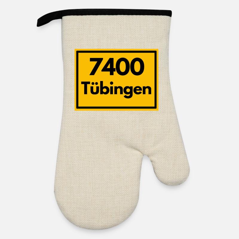 OLD POSTCODE ZIP CODE RETRO 7400 TÜBINGEN - NECKAR - Oven glove with rubber coating - linen/black