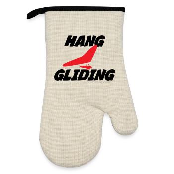 Hanggliding-Zentriertes Flügelabzeichen - Ofenhandschuh mit Gummibeschichtung - Leinen/Schwarz  - Vorne