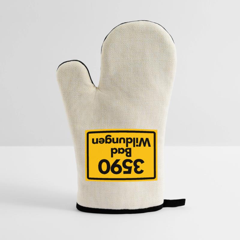 OLD POSTCODE POSTCODE RETRO 3590 BAD WILDUNGEN Oven glove with rubber coating