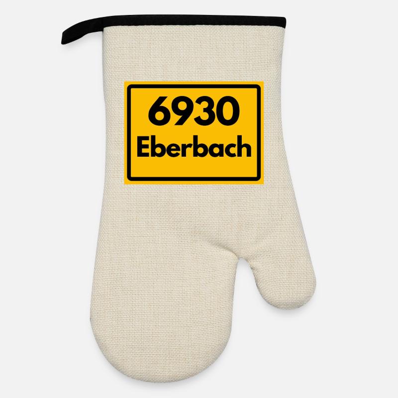 OLD POSTCODE POSTCODE RETRO 6930 EBERBACH HEIMAT - Oven glove with rubber coating - linen/black 