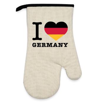 I love Germany | Herz | Heart - Gant de cuisine avec revêtement en caoutchouc - lin/noir  - Devant
