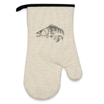 pike-perch - Oven glove with rubber coating - linen/black  - Front