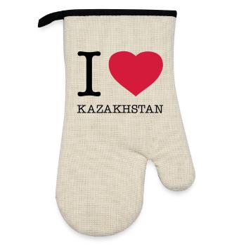 J’AIME LE KAZAKHSTAN Kasachstan - Gant de cuisine avec revêtement en caoutchouc - lin/noir  - Devant