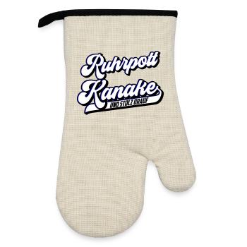 Ruhrpott Kanake | Farben änderbar - Ofenhandschuh mit Gummibeschichtung - Leinen/Schwarz  - Vorne