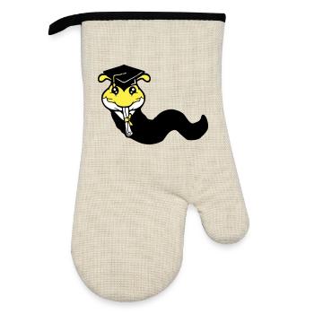 Caterpillar High School Graduation Passed College Worm - Oven glove with rubber coating - linen/black  - Front