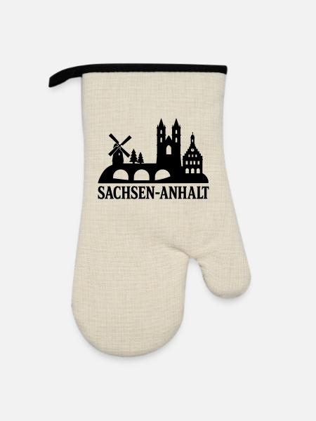 sachsen anhalt bundesland silhouette - Ofenhandschuh mit Gummibeschichtung - Leinen/Schwarz