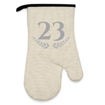 23 - Oven glove with rubber coating - linen/black  - Front