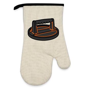 Burgerpresse Smashburger Grillen Foodtruck - Ofenhandschuh mit Gummibeschichtung - Leinen/Schwarz  - Vorne