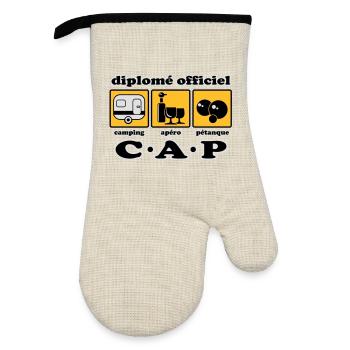 Camping Aperitif Schalen flex - Ofenhandschuh mit Gummibeschichtung - Leinen/Schwarz  - Vorne