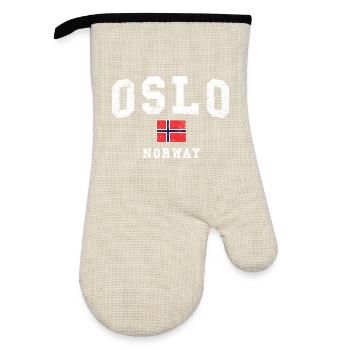 Drapeau d’Oslo Norvège Vintage - Gant de cuisine avec revêtement en caoutchouc - lin/noir  - Devant