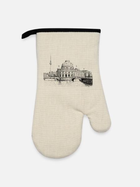 Berlin - Ofenhandschuh mit Gummibeschichtung - Leinen/Schwarz 