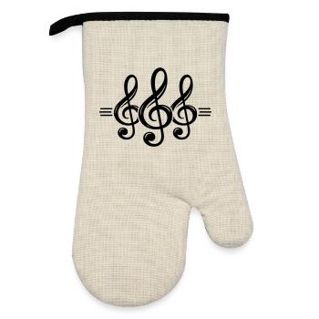 clef symbol - Oven glove with rubber coating - linen/black  - Front