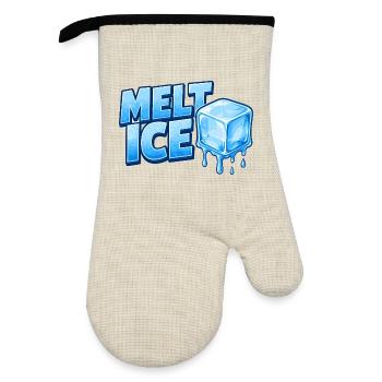 Melt Eis Eiswürfel Typo - Oven glove with rubber coating - linen/black  - Front