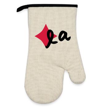 Karola - Oven glove with rubber coating - linen/black  - Front