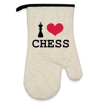 I Love Chess - Ofenhandschuh mit Gummibeschichtung - Leinen/Schwarz  - Vorne
