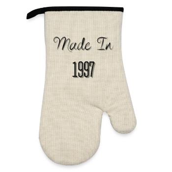Created in 1997 - Oven glove with rubber coating - linen/black  - Front