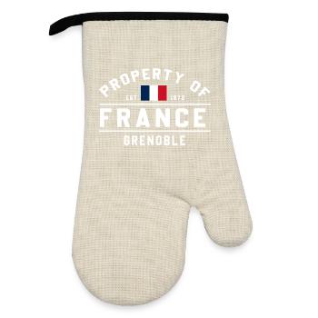 French Real Estate Grenoble - Oven glove with rubber coating - linen/black  - Front
