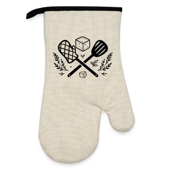 Vegan Grilling with Tofu & Herbs - Oven glove with rubber coating - linen/black  - Front