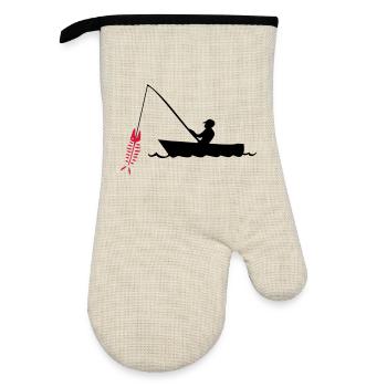fishing - Oven glove with rubber coating - linen/black  - Front
