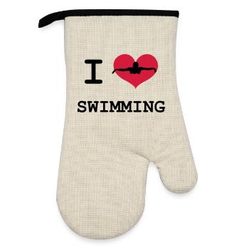 I Love Swimming - Gant de cuisine avec revêtement en caoutchouc - lin/noir  - Devant