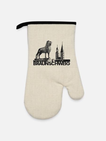 Braunschweig Löwe - Ofenhandschuh mit Gummibeschichtung - Leinen/Schwarz
