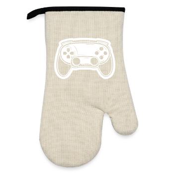 Video Game Controller Drawing - Oven glove with rubber coating - linen/black  - Front