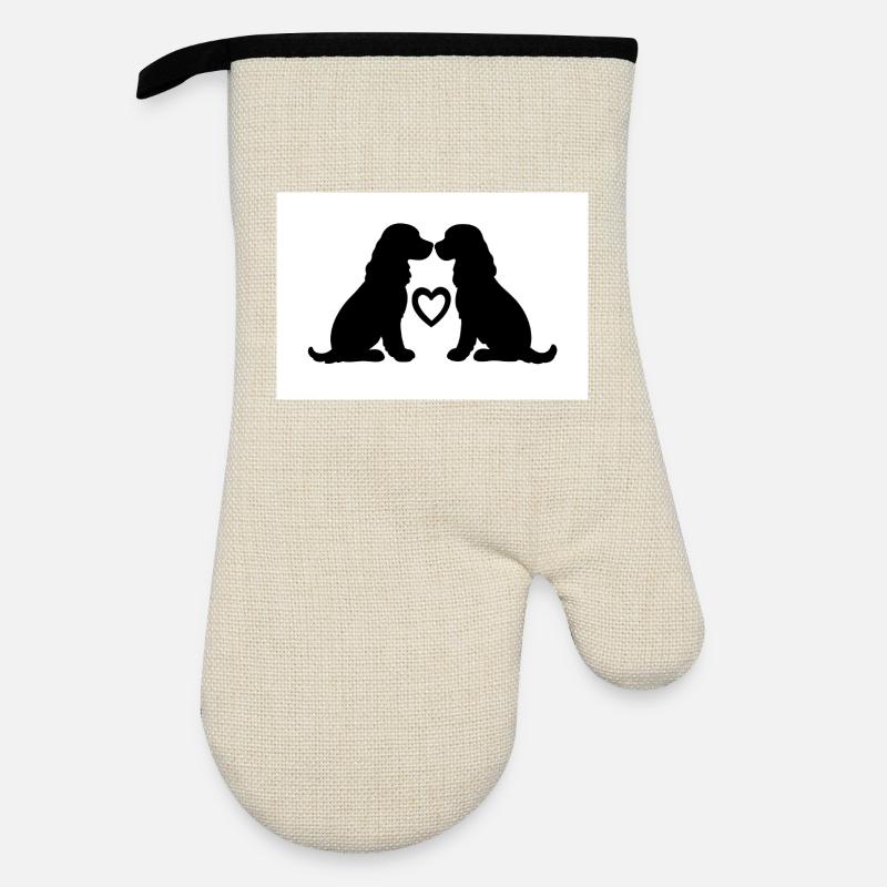 Cocker Spaniel - Oven glove with rubber coating - linen/black 