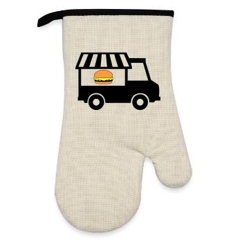 food truck de rue - Gant de cuisine avec revêtement en caoutchouc - lin/noir  - Devant