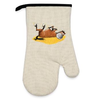 Funny horse rolls aroundFor horses frende - Oven glove with rubber coating - linen/black  - Front