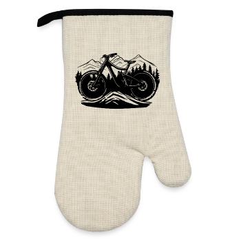 Mountain biking - Oven glove with rubber coating - linen/black  - Front