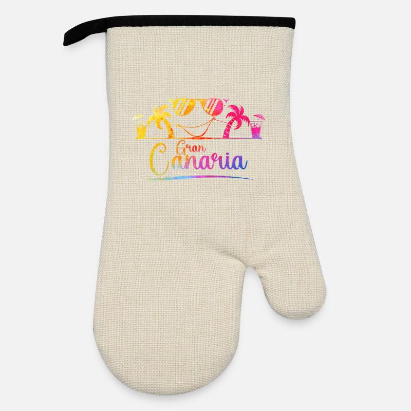 Gran Canaria Beach Rainbow - Oven glove with rubber coating - linen/black