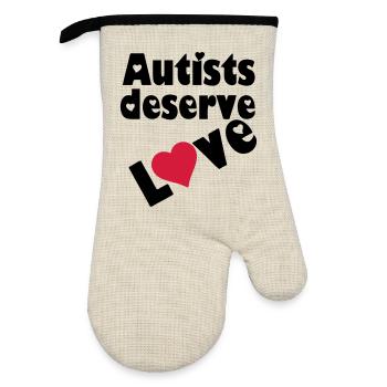 Autists deserve Love - Oven glove with rubber coating - linen/black  - Front