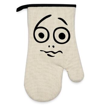 Help, 60 years ago! - Oven glove with rubber coating - linen/black  - Front
