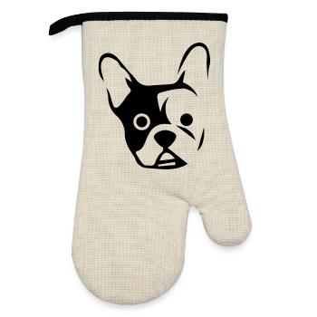 A la tête d'un bouledogue - Gant de cuisine avec revêtement en caoutchouc - lin/noir  - Devant