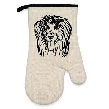 Berger des Pyrénées Kopf - Oven glove with rubber coating - linen/black  - Front