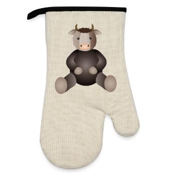 golden ox a must have for animal lovers - Oven glove with rubber coating - linen/black  - Front