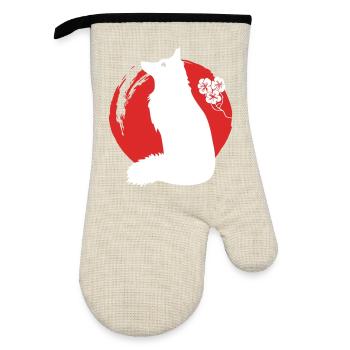 Fox Silhouette Japanese - Oven glove with rubber coating - linen/black  - Front