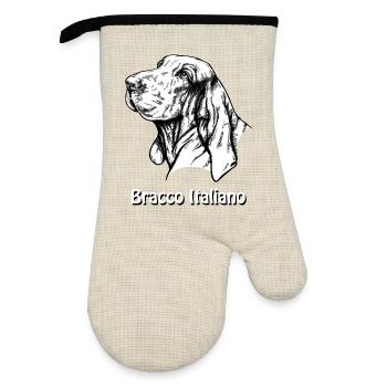 Bracco Italiano Portrait avec texte - Gant de cuisine avec revêtement en caoutchouc - lin/noir  - Devant